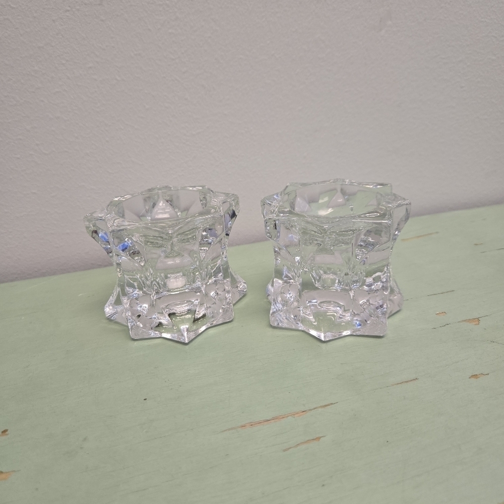 Mikasa Sparkling Star Clear Crystal Votive Candle Holders Pair - Picture 2 of 5